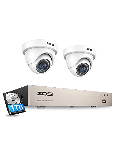ZOSI 1080P CCTV Camera Systems, 5MP Lite 8 Channel DVR, 2X 2MP Dome Cameras