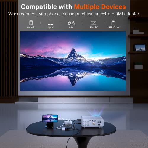 1080P HD Mini Projector, 12000L Lumens, Portable