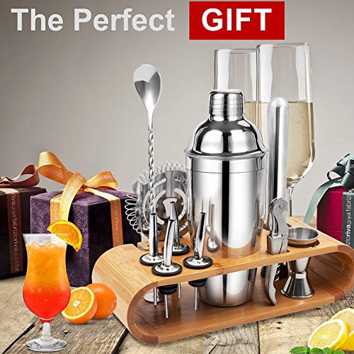 Stainless Steel Cocktail Shaker Set with Stand