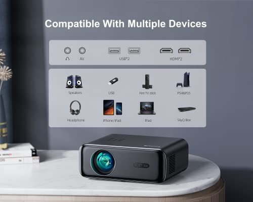 WiFi 6 Bluetooth HD Projector with Auto Focus