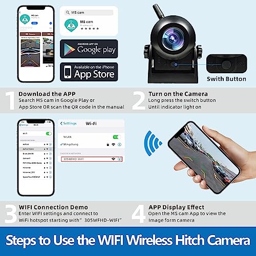 Wireless Magnetic WiFi Backup Camera for iPhone Android