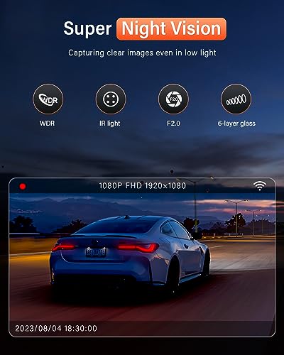 Wireless 3-Channel Dash Cam with Night Vision
