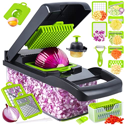Blue Vegetable Chopper with Mandoline Slicer