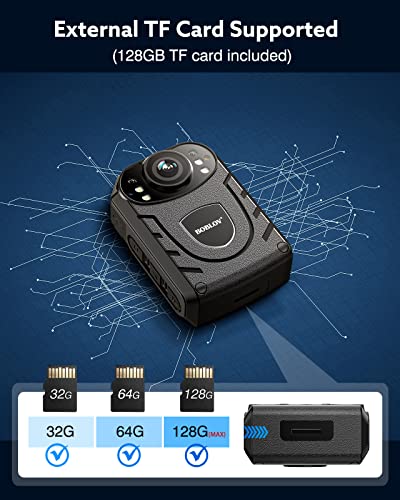 BOBLOV 1296P Bodycam with 128GB Memory Card