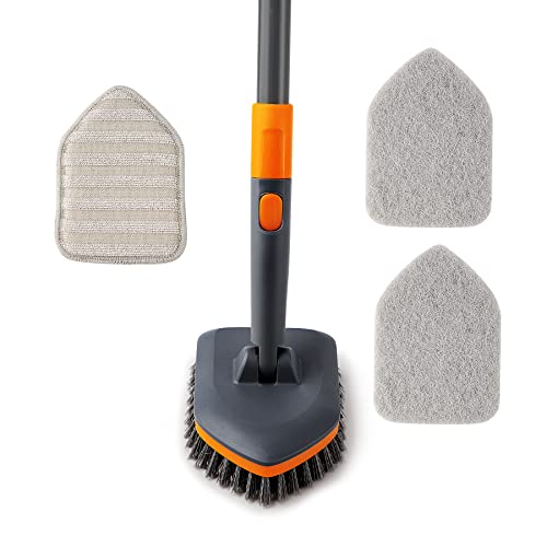 CLEANHOME Long Handle Shower Scrubber: 3 Cleaning Pads