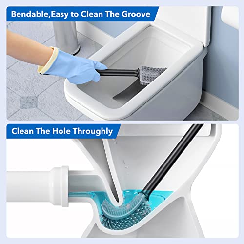 Silicone Toilet Brush Set: Deep Clean Bathroom