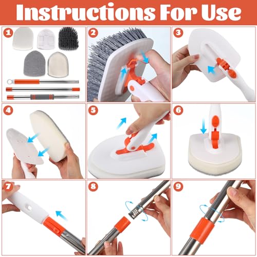 Multi-Purpose Long Handle Scrub Brush for Bathroom Shower