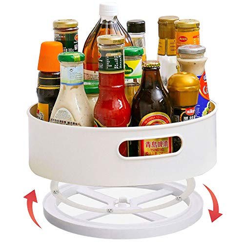 Plastic Condiment Lazy Susan Turntable, White (Small)