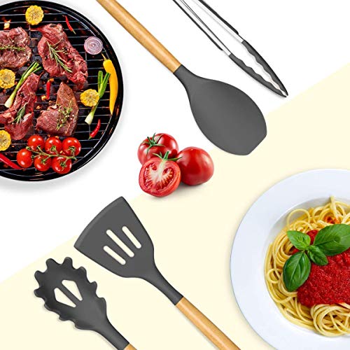 24-Piece Gray Silicone Cooking Utensil Set by Umite Chef