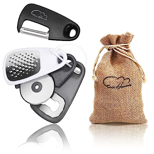Kitchen Gadgets Set - Space Saving Cheese Grater, Peeler, Opener