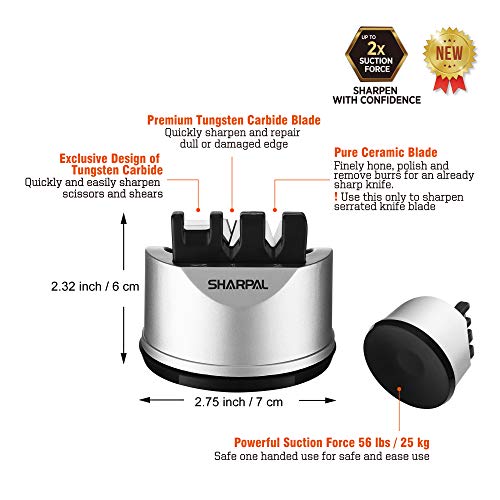 3-Stage Knife and Scissors Sharpener for Straight and Serrated Knives
