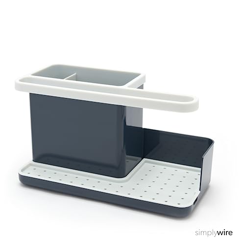 simplywire Sink Tidy/Caddy - Kitchen Organiser - Grey/White