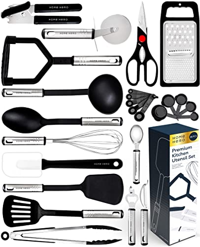 25-Piece Black Nylon Kitchen Utensil Set