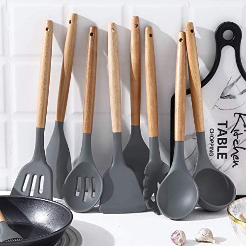 24-Piece Gray Silicone Cooking Utensil Set by Umite Chef