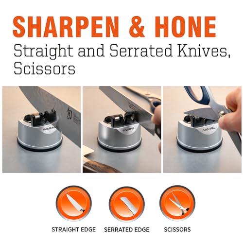 3-Stage Knife and Scissors Sharpener for Straight and Serrated Knives