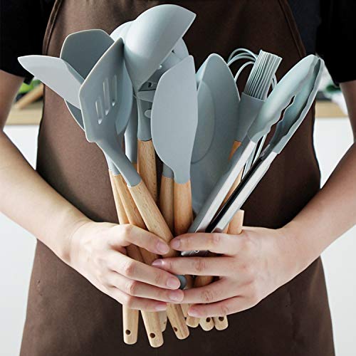 FXY Grey Silicone Kitchen Utensils Set, 13 Pcs