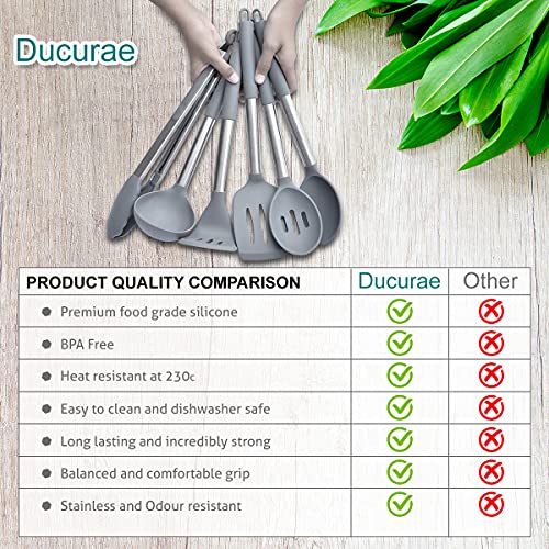 Ducurae Grey Silicone Kitchen Utensils Set