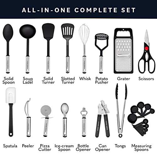 25-Piece Black Nylon Kitchen Utensil Set
