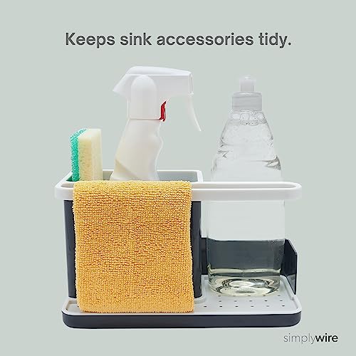 simplywire Sink Tidy/Caddy - Kitchen Organiser - Grey/White