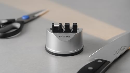3-Stage Knife and Scissors Sharpener for Straight and Serrated Knives