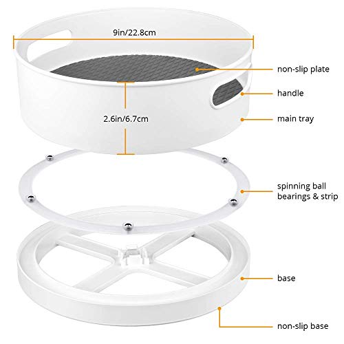 Plastic Condiment Lazy Susan Turntable, White (Small)