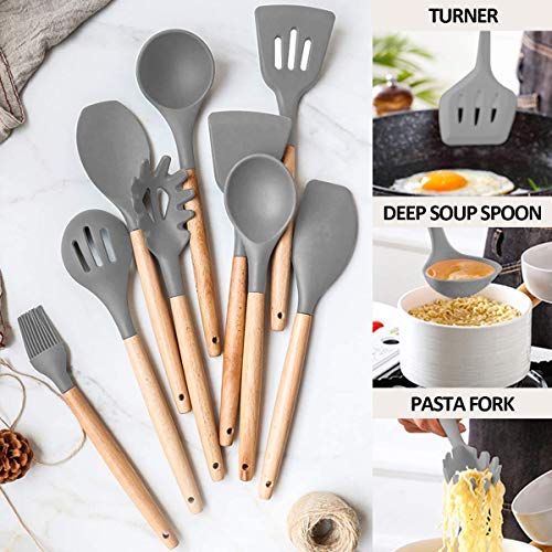 24-Piece Gray Silicone Cooking Utensil Set by Umite Chef