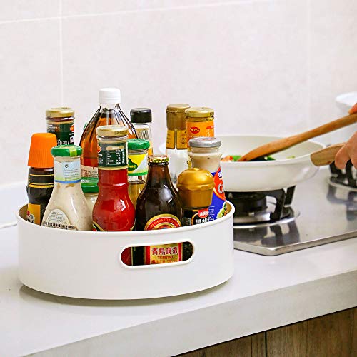 Plastic Condiment Lazy Susan Turntable, White (Small)