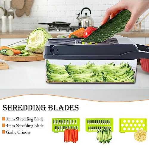 Toskope 14-in-1 Veggie Chopper Mandoline, Grey-Green
