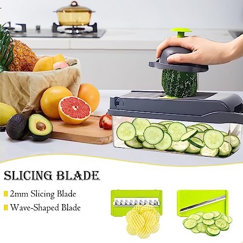 Toskope 14-in-1 Veggie Chopper Mandoline, Grey-Green
