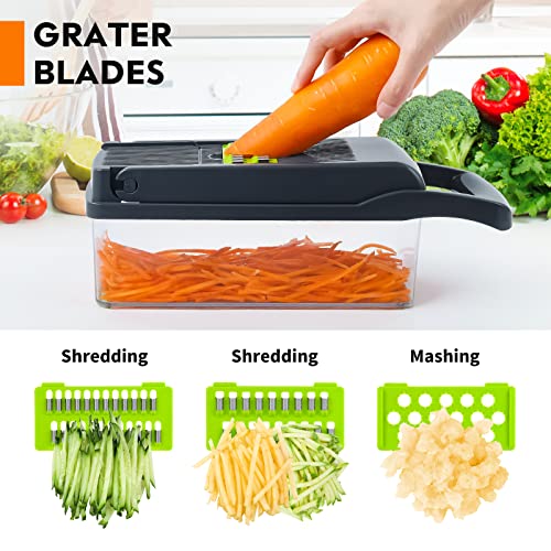 Blue Vegetable Chopper with Mandoline Slicer