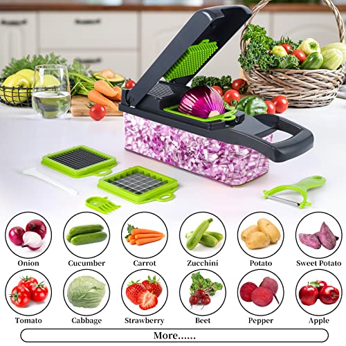 Blue Vegetable Chopper with Mandoline Slicer