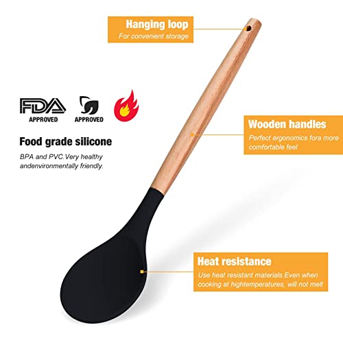 12-Piece Silicone Cooking Utensil Set with Wooden Handles