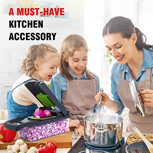 Blue Vegetable Chopper with Mandoline Slicer