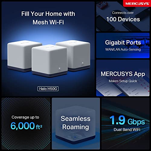 Mercusys AC1900 Mesh Wi-Fi: 6,000 ft², 100+ Devices, Gigabit Ports