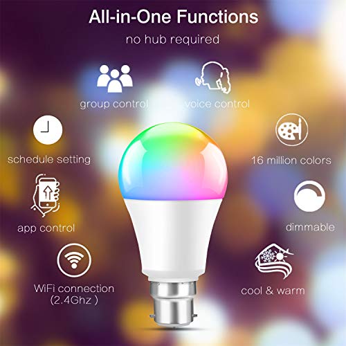 RGB WiFi Smart LED Bulb, Voice Control, B22 Bayonet
