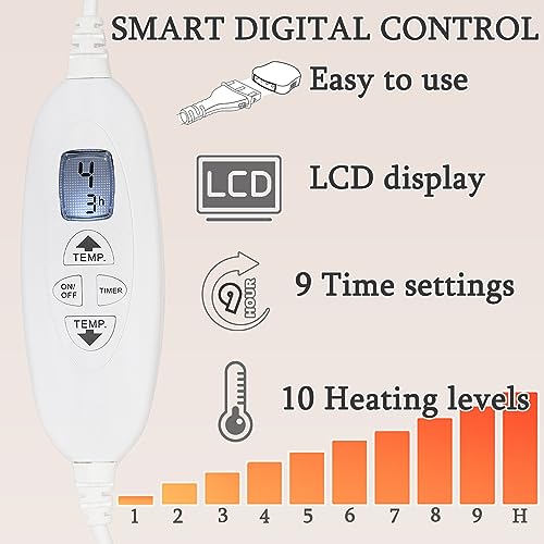 Electric Heated Blanket Throw with Timer and Auto Off