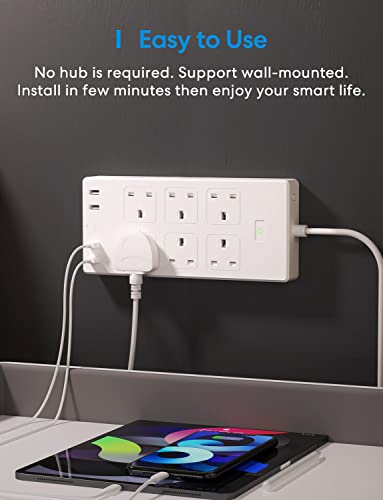 Smart Power Strip with 6 Gang and 4 USB Ports