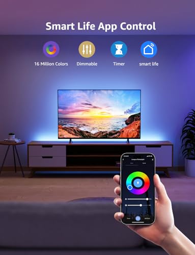 Smart LED TV Backlights: 2M RGB Strip Lights, Voice/App Control - 32-65 inch TV