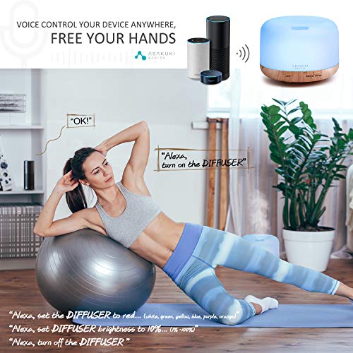 ASAKUKI Smart Wi-Fi Essential Oil Diffuser: Alexa-Compatible, 500ml