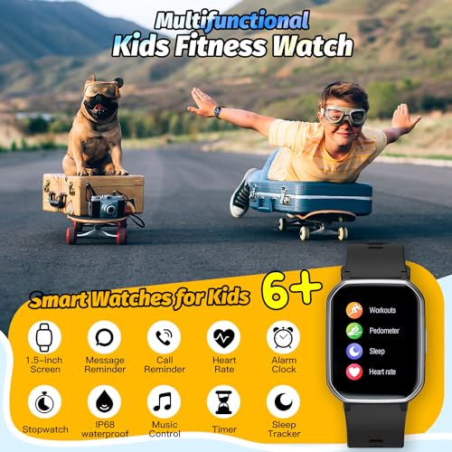Waterproof Kids Smart Watch with DIY Face and Heart Rate Monitor