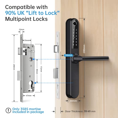 Ruveno Slim Smart Fingerprint Door Lock - Keyless Entry