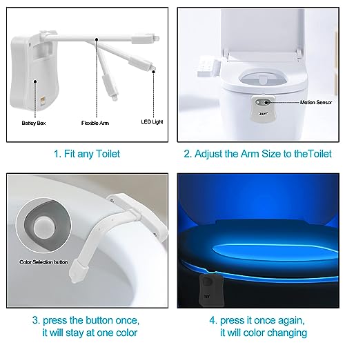 Motion Activated Toilet Night Light - 8 Color Modes