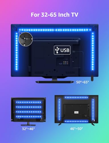 Smart LED TV Backlights: 2M RGB Strip Lights, Voice/App Control - 32-65 inch TV