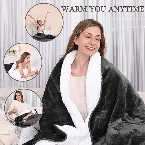 Electric Heated Blanket Throw with Timer and Auto Off
