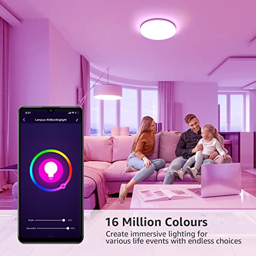 Smart LED Ceiling Light - Dimmable, RGB Color Changing, App/Voice Control