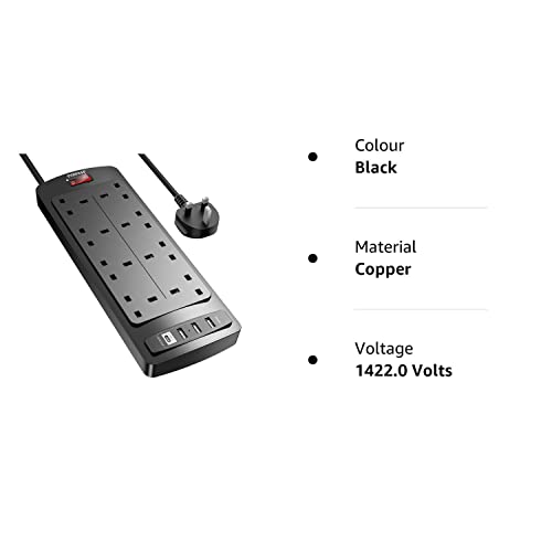 4 USB Slot Extension Lead with Power Strip