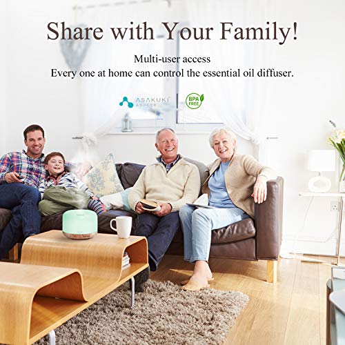 ASAKUKI Smart Wi-Fi Essential Oil Diffuser: Alexa-Compatible, 500ml