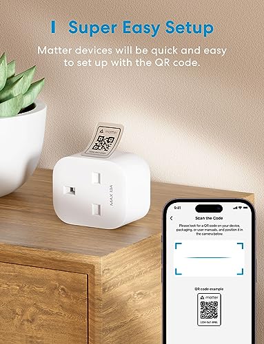 Meross Matter Smart Plug Mini - Compatible with Apple HomeKit, Alexa, Google Home, SmartThings