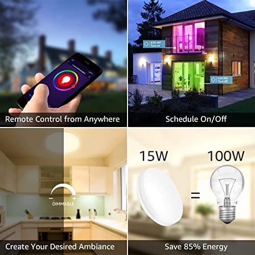 Smart LED Ceiling Light - Dimmable, RGB Color Changing, App/Voice Control