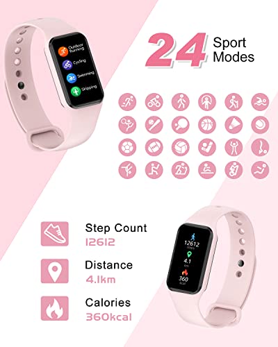 IOWODO Women's Fitness Smartwatch - Pink